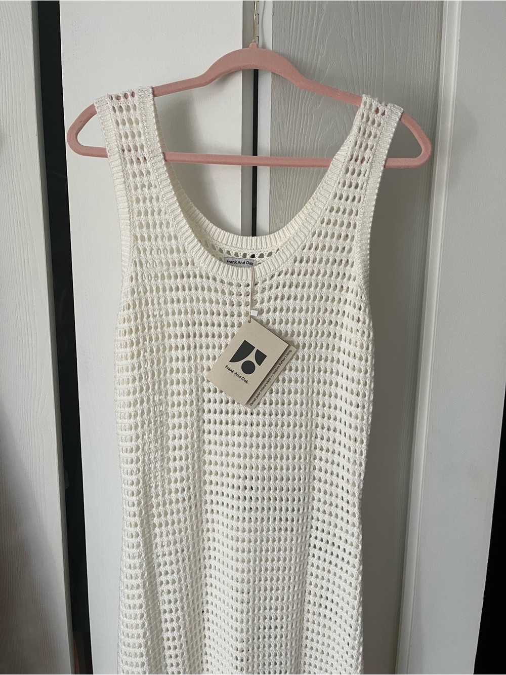 OAK + FORT Cream Crochet Midi Dress